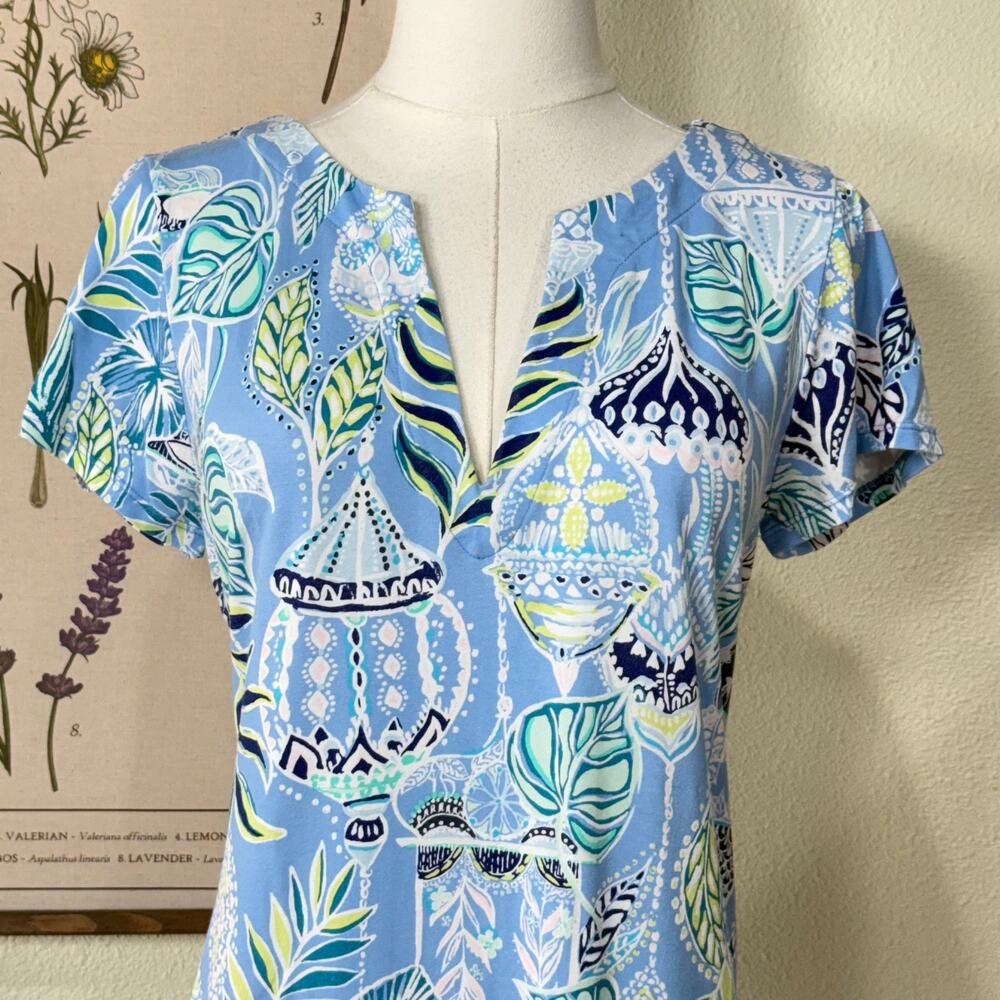 Lilly Pulitzer Blue Lapis Lantern Sophiletta Mini Dress Coastal Grandma Beach M - Picture 3 of 6